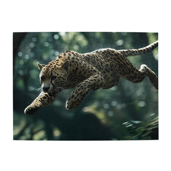 500-Piece Wooden Jigsaw Puzzle for Adults - Leopard Jungle Predator Hunt , Fun & Relaxing Family Game, No-Dust Interlocking Pieces, Perfect Wall Decor & Holiday Gift