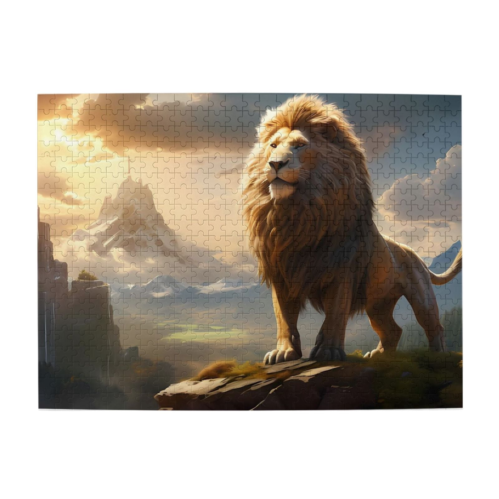 500-Piece Wooden Jigsaw Puzzle for Adults - Lion Mountain Scenery View ...