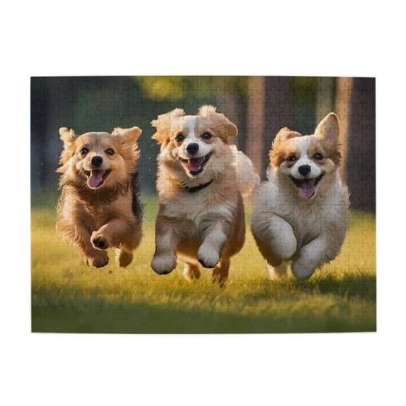 500-Piece Wooden Jigsaw Puzzle for Adults - Running Dogs Meadow , Fun & Relaxing Family Game, No-Dust Interlocking Pieces, Perfect Wall Decor & Holiday Gift