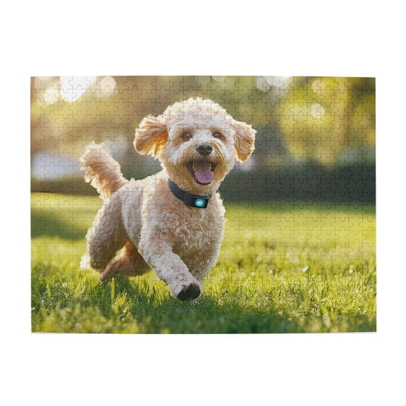 500-Piece Wooden Jigsaw Puzzle for Adults - Running Happy Dog Outdoor Collar , Fun & Relaxing Interlocking No-Dust Puzzle for Family, Home Decor & Holiday Gifts