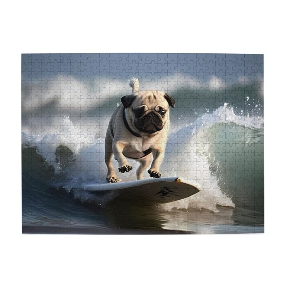500-Piece Wooden Jigsaw Puzzle for Adults - Surfing Wave Ocean Fun , Fun & Relaxing Interlocking No-Dust Puzzle for Family, Home Decor & Holiday Gifts