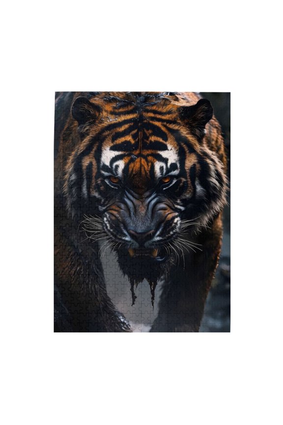 500-Piece Wooden Jigsaw Puzzle for Adults - Tiger Snarl Face Fangs Predator , Fun & Relaxing Family Game, No-Dust Interlocking Pieces, Perfect Wall Decor & Holiday Gift