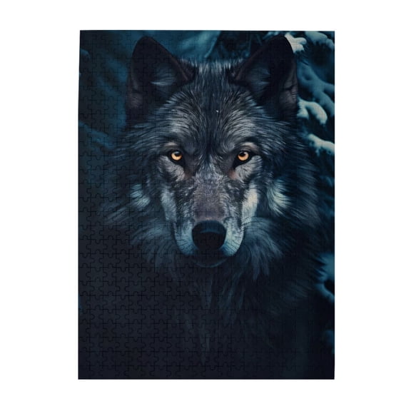 500-Piece Wooden Jigsaw Puzzle for Adults - Winter Forest Wolf , Fun & Relaxing Family Game, No-Dust Interlocking Pieces, Perfect Wall Decor & Holiday Gift