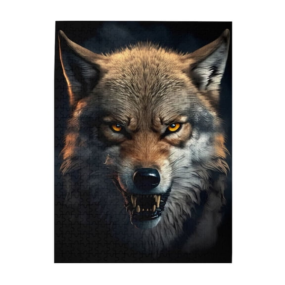 500-Piece Wooden Jigsaw Puzzle for Adults - Wolf Canine Fangs Eyes Spirit , Fun & Relaxing Family Game, No-Dust Interlocking Pieces, Perfect Wall Decor & Holiday Gift