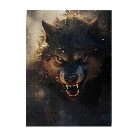 500-Piece Wooden Jigsaw Puzzle for Adults - Wolf Fangs Eyes Growl Predator , Fun & Relaxing Family Game, No-Dust Interlocking Pieces, Perfect Wall Decor & Holiday Gift