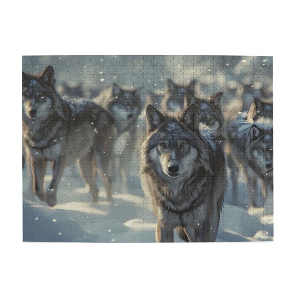 500-Piece Wooden Jigsaw Puzzle for Adults - Wolf Pack Winter Snow , Fun & Relaxing Family Game, No-Dust Interlocking Pieces, Perfect Wall Decor & Holiday Gift