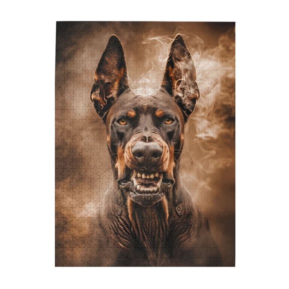 500-Piece Wooden Jigsaw Puzzle for Adults - Angry Dog Fierce Gnash , Fun & Challenging Brain Teaser, Stylish Home Decor & Unique Gift