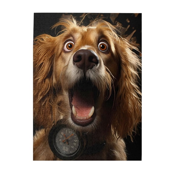 500-Piece Wooden Jigsaw Puzzle for Adults - Canine Alarm Clock Urgency , Fun & Challenging Brain Teaser, Stylish Home Decor & Unique Gift