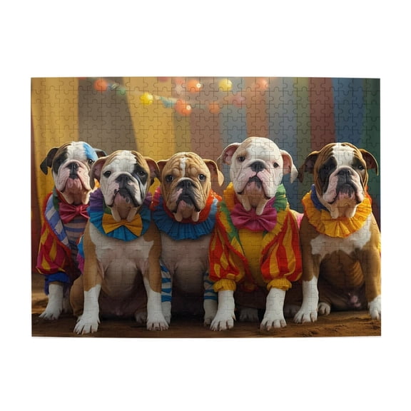 500-Piece Wooden Jigsaw Puzzle for Adults - Circus Dogs Bowties Collars , Challenging Family Art Project, Unique Home Wall Decor Gift