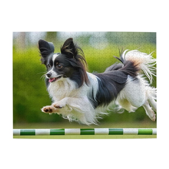 500-Piece Wooden Jigsaw Puzzle for Adults - Dog Agility Jumping Over Bar , Challenging Family Art Project, Unique Home Wall Decor Gift