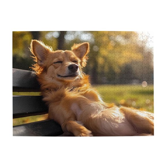 500-Piece Wooden Jigsaw Puzzle for Adults - Dog Bench Sunshine Relaxing , Fun & Challenging Brain Teaser, Stylish Home Decor & Unique Gift