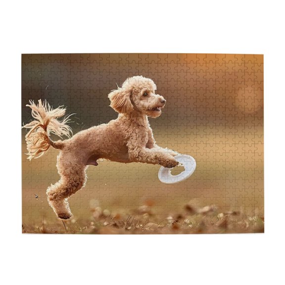 500-Piece Wooden Jigsaw Puzzle for Adults - Dog Catching Disc Frisbeess , Interlocking Pieces with Guide Letters, Holiday Gift & Home Decor