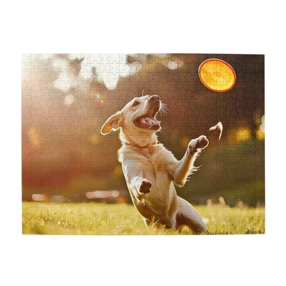 500-Piece Wooden Jigsaw Puzzle for Adults - Dog Catching Disc In Park , Fun & Challenging Brain Teaser, Stylish Home Decor & Unique Gift