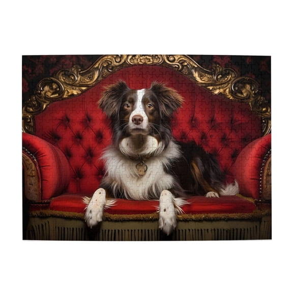 500-Piece Wooden Jigsaw Puzzle for Adults - Dog On Throne Royal Look , Fun & Challenging Brain Teaser, Stylish Home Decor & Unique Gift