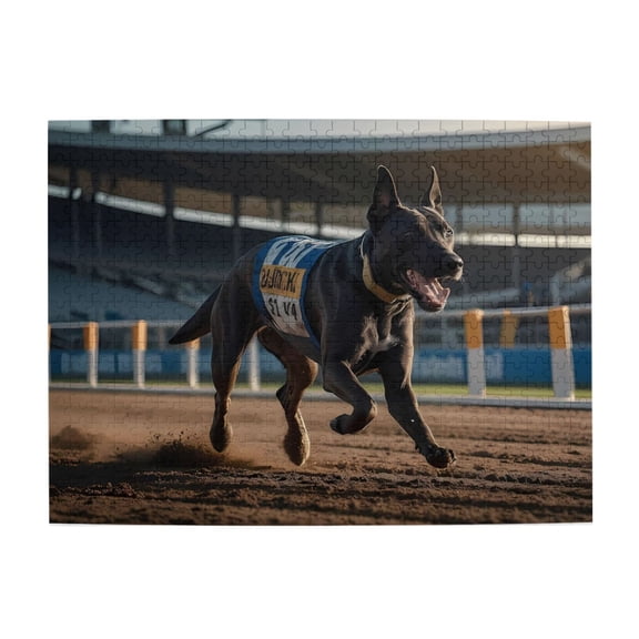 500-Piece Wooden Jigsaw Puzzle for Adults - Dog Racing Track Animal Run , Challenging Family Art Project, Unique Home Wall Decor Gift