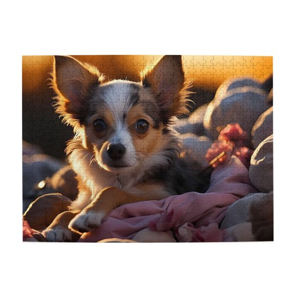 500-Piece Wooden Jigsaw Puzzle for Adults - Dog Rocks Flowers , Interlocking Pieces with Guide Letters, Holiday Gift & Home Decor