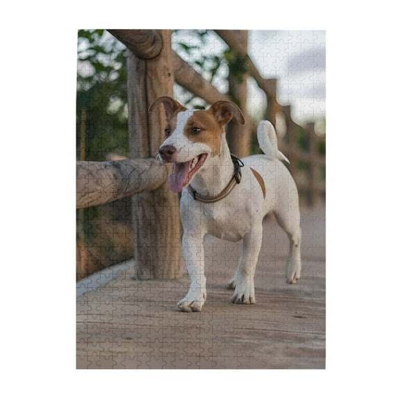 500-Piece Wooden Jigsaw Puzzle for Adults - Dog Walking On Bridge , Interlocking Pieces with Guide Letters, Holiday Gift & Home Decor