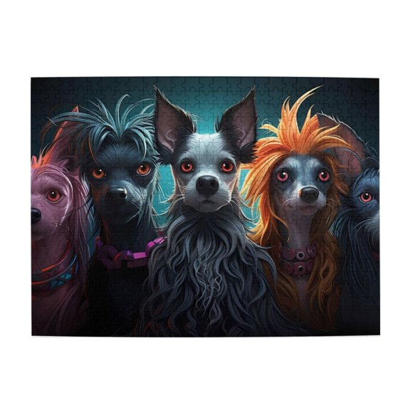 500-Piece Wooden Jigsaw Puzzle for Adults - Dogs With Colorful Hair Style , Fun & Challenging Brain Teaser, Stylish Home Decor & Unique Gift