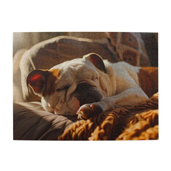 500-Piece Wooden Jigsaw Puzzle for Adults & Families - Dog Sleeping Comfortably Couch , Fun & Educational Brain-Teasing Game, Artistic Home Decor