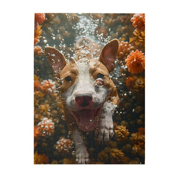 500-Piece Wooden Jigsaw Puzzle for Adults & Families - Dog Underwater Bubbles Flower , Fun & Educational Brain-Teasing Game, Artistic Home Decor