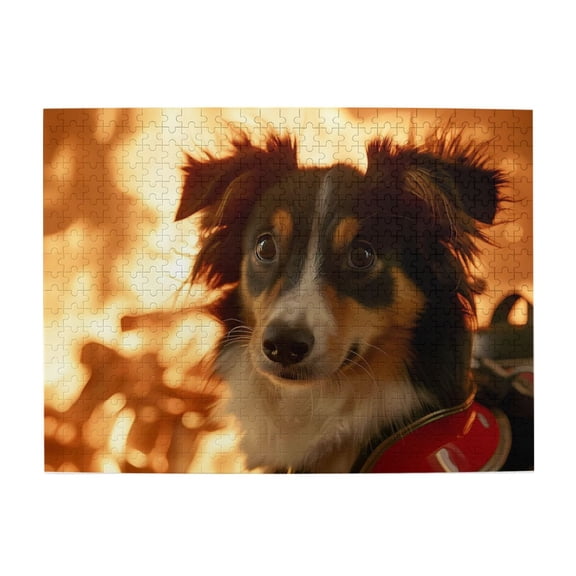 500-Piece Wooden Jigsaw Puzzle for Adults & Families - Fire Scene Dog Rescue , Fun & Educational Brain-Teasing Game, Artistic Home Decor