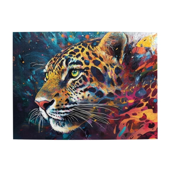 500-Piece Wooden Jigsaw Puzzle for Adults & Families - Jaguars Colorful Portrait , Fun & Educational Brain-Teasing Game, Artistic Home Decor