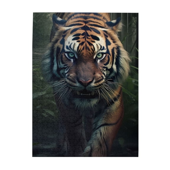 500-Piece Wooden Jigsaw Puzzle for Adults & Families - Jungle Tiger Face Stripe , Fun & Educational Brain-Teasing Game, Artistic Home Decor