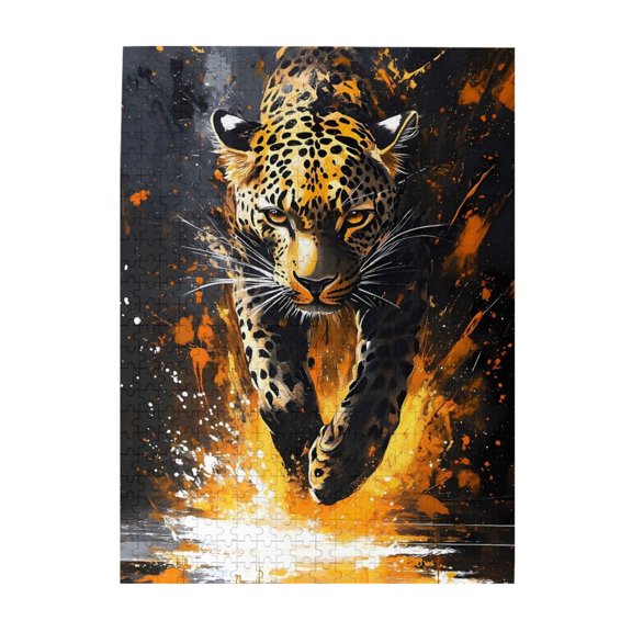 500-Piece Wooden Jigsaw Puzzle for Adults & Families - Leopard Abstract Feline Energy , Fun & Educational Brain-Teasing Game, Artistic Home Decor