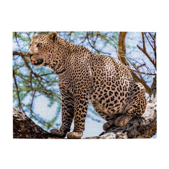 500-Piece Wooden Jigsaw Puzzle for Adults & Families - Leopard On Branch Wildlife , Fun & Educational Brain-Teasing Game, Artistic Home Decor