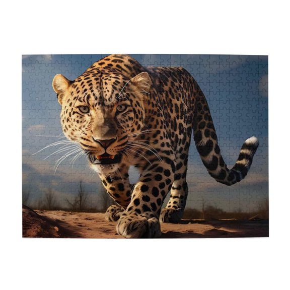 500-Piece Wooden Jigsaw Puzzle for Adults & Families - Leopard Walking Forward , Fun & Educational Brain-Teasing Game, Artistic Home Decor