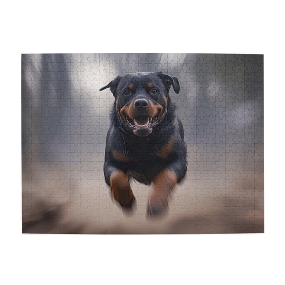 500-Piece Wooden Jigsaw Puzzle for Adults & Families - Rottweiler Running Toward , Fun & Educational Brain-Teasing Game, Artistic Home Decor