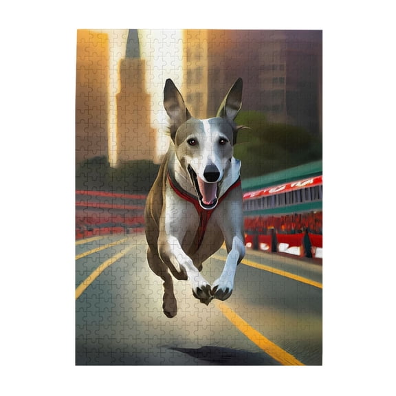 500-Piece Wooden Jigsaw Puzzle for Adults & Families - Sighthound Running Race Track , Fun & Educational Brain-Teasing Game, Artistic Home Decor