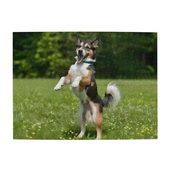 500-Piece Wooden Jigsaw Puzzle for Adults & Families - Standing Dog In Meadow Playful , Fun & Educational Brain-Teasing Game, Artistic Home Decor