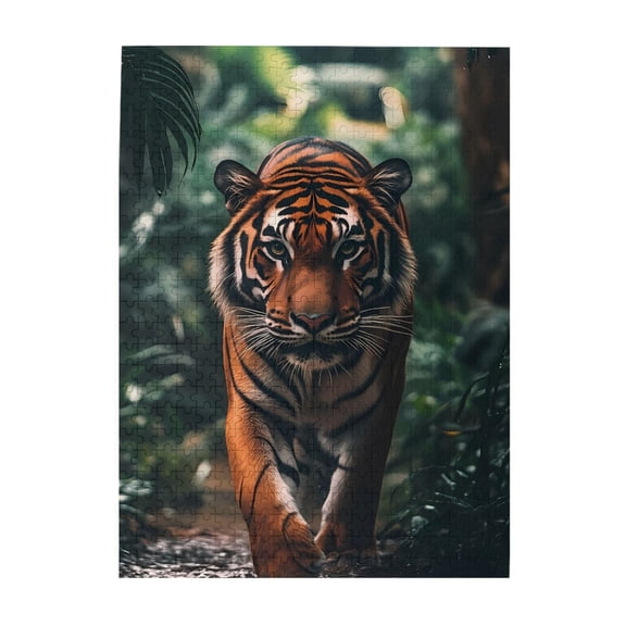 500-Piece Wooden Jigsaw Puzzle for Adults & Families - Tiger Jungle Wildlife , Fun & Educational Brain-Teasing Game, Artistic Home Decor