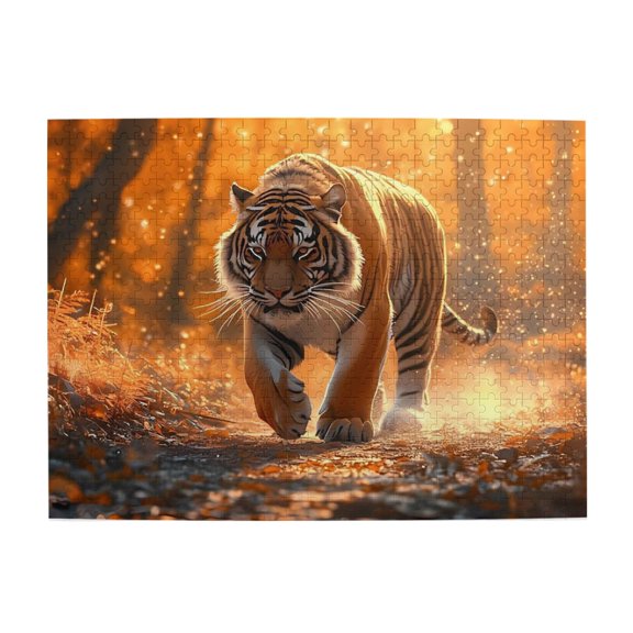 500-Piece Wooden Jigsaw Puzzle for Adults & Families - Tiger Walking Forest Sunlight , Fun & Educational Brain-Teasing Game, Artistic Home Decor