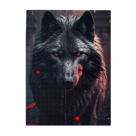 500-Piece Wooden Jigsaw Puzzle for Adults & Families - Werewolf Eyes Roses Drips Glow , Fun & Educational Brain-Teasing Game, Artistic Home Decor
