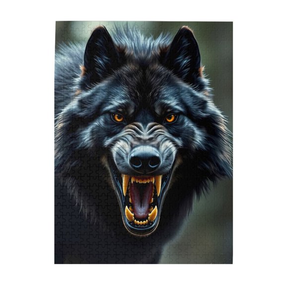 500-Piece Wooden Jigsaw Puzzle for Adults & Families - Wolf Head Predator Fangs Eyes , Fun & Educational Brain-Teasing Game, Artistic Home Decor