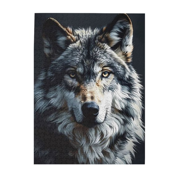 500-Piece Wooden Jigsaw Puzzle for Adults & Families - Wolf Wildlife Animal Portrait , Fun & Educational Brain-Teasing Game, Artistic Home Decor