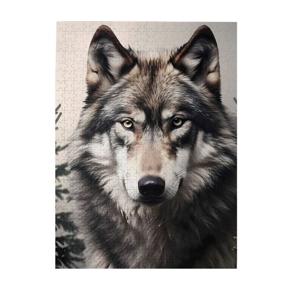 500-Piece Wooden Jigsaw Puzzle for Adults & Families - Wolf Wildlife Forest Nature , Fun & Educational Brain-Teasing Game, Artistic Home Decor