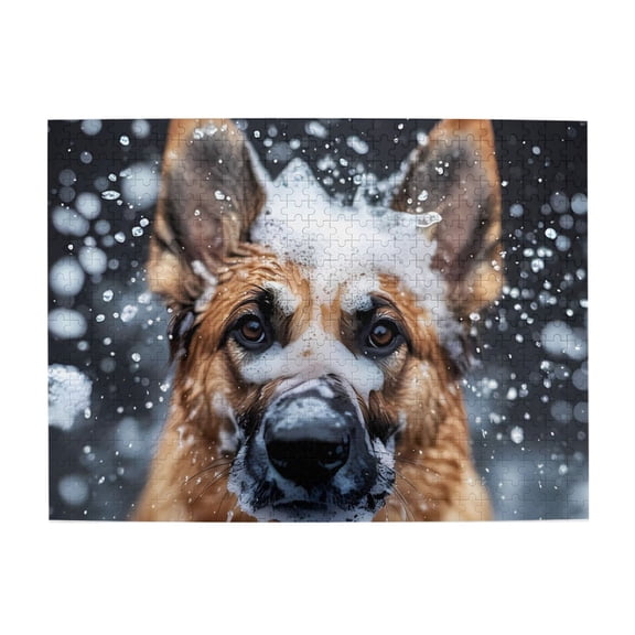 500-Piece Wooden Jigsaw Puzzle for Adults - German Shepherd Bubbles Bathing , Challenging Family Art Project, Unique Home Wall Decor Gift