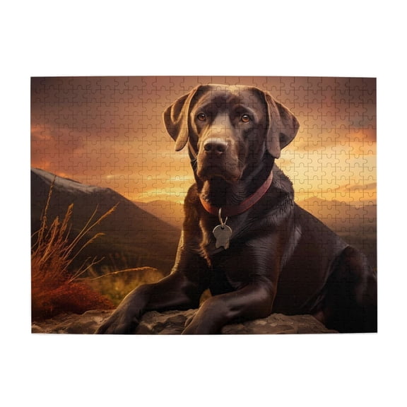 500-Piece Wooden Jigsaw Puzzle for Adults - Labrador Sunset Mountain Peak , Fun & Challenging Brain Teaser, Stylish Home Decor & Unique Gift