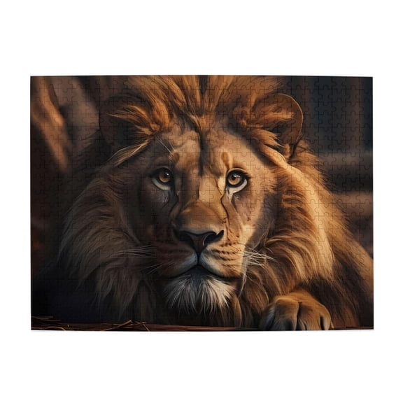 500-Piece Wooden Jigsaw Puzzle for Adults - Lion Face Close Up , Interlocking Pieces with Guide Letters, Holiday Gift & Home Decor