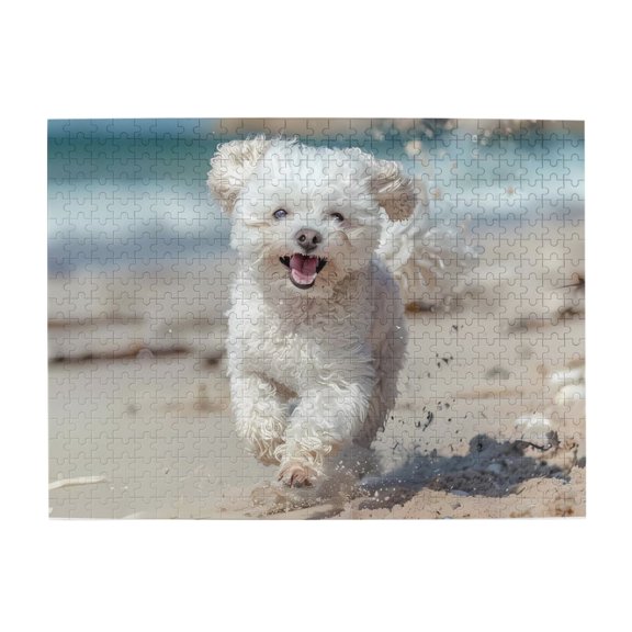 500-Piece Wooden Jigsaw Puzzle for Adults - Running Beach Sand Sunny , Interlocking Pieces with Guide Letters, Holiday Gift & Home Decor