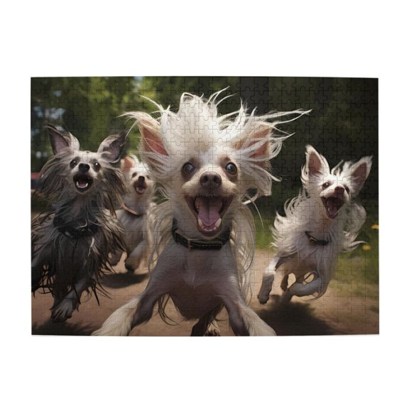 500-Piece Wooden Jigsaw Puzzle for Adults - Running Dogs Excitement Happy , Challenging Family Art Project, Unique Home Wall Decor Gift