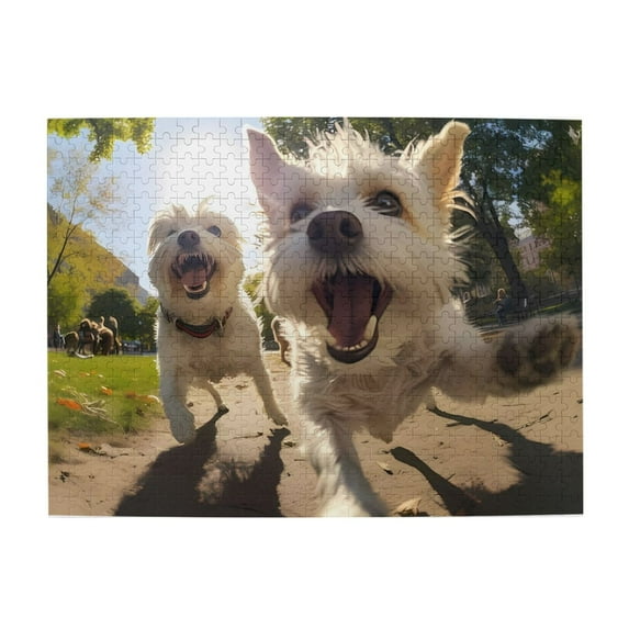 500-Piece Wooden Jigsaw Puzzle for Adults - Running Dogs Park Sunlight Joy , Fun & Challenging Brain Teaser, Stylish Home Decor & Unique Gift