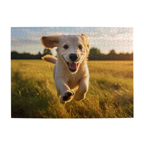 500-Piece Wooden Jigsaw Puzzle for Adults - Running Field Sunlight Happy , Challenging Family Art Project, Unique Home Wall Decor Gift
