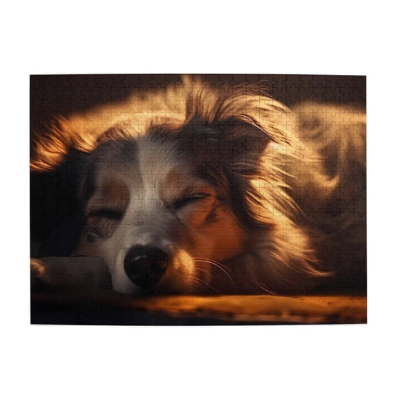 500-Piece Wooden Jigsaw Puzzle for Adults - Sleeping Dog Peaceful Calm , Challenging Family Art Project, Unique Home Wall Decor Gift