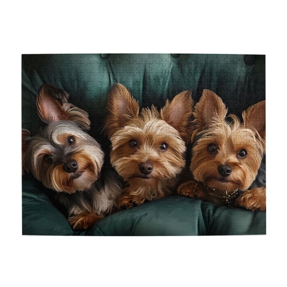 500-Piece Wooden Jigsaw Puzzle for Adults - Three Dogs Couch Emerald , Fun & Challenging Brain Teaser, Stylish Home Decor & Unique Gift