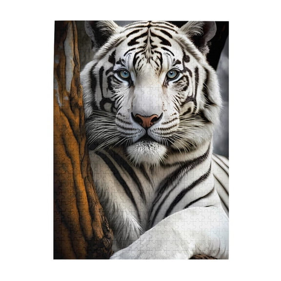 500-Piece Wooden Jigsaw Puzzle for Adults - White Tiger , Fun & Relaxing Family Game, No-Dust Interlocking Pieces, Perfect Wall Decor & Holiday Gift
