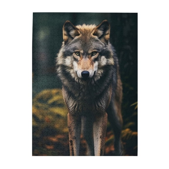 500-Piece Wooden Jigsaw Puzzle for Adults - Wilderness Forest Nature Wolf , Interlocking Pieces with Guide Letters, Holiday Gift & Home Decor